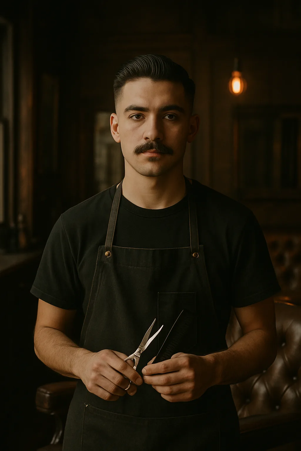 Barbier Mo met schaar en kam