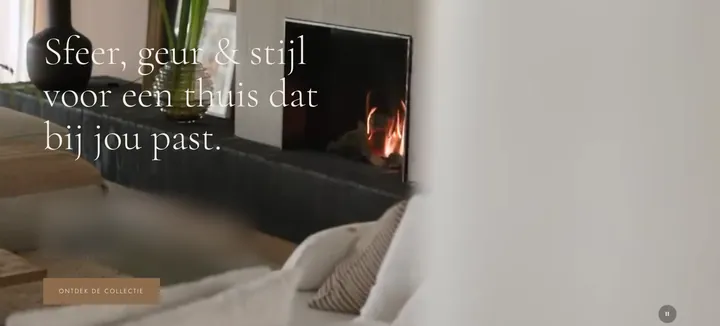 Homepage of a home and fragrance boutique, built on Shopify